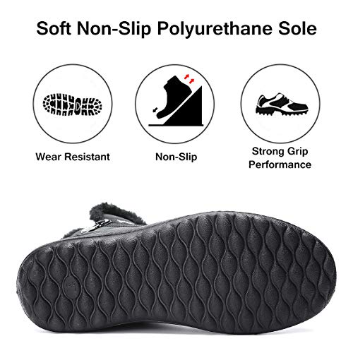 gracosy Botas de Mujer 2020 Otoño Invierno Goma Encaje Forro de Piel Punta Redonda Botas de Nieve Zapatos de Trabajo Formal Calzado Antideslizante Ligero Botines Que Caminan