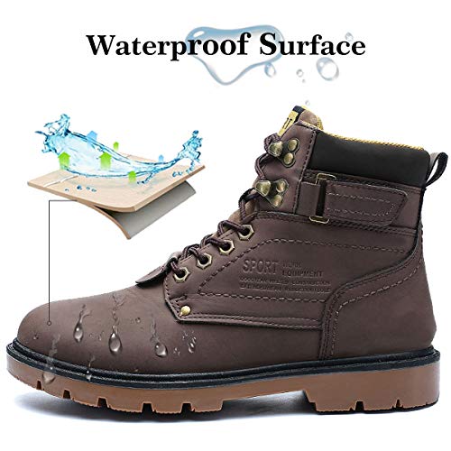 gracosy Hombre Botas de Nieve Invierno Trekking Zapatos 2020 Calientes Sneakers Antideslizante Botines Al Aire Libre Senderismo Cordones Negro,Talla pequeña