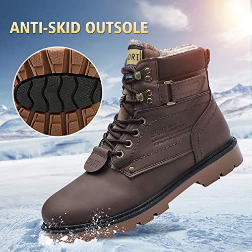 gracosy Hombre Botas de Nieve Invierno Trekking Zapatos 2020 Calientes Sneakers Antideslizante Botines Al Aire Libre Senderismo Cordones Negro,Talla pequeña