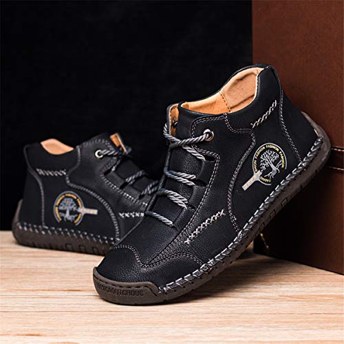 gracosy Zapatos de Cuero para Hombre Primavera High Top Casual Sneaker Mocasines Mano Costuras Botines Planos Transpirable Oxford Vestido Conducción