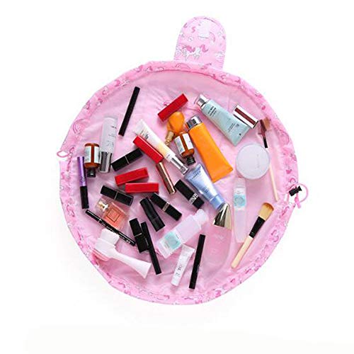 Gran capacidad Lazy Makeup Neceser de maquillaje Cordón portátil Viajes casuales Impermeable Paquete rápido Bolsa de almacenamiento de maquillaje mágico Perfecto para mujeres chicas (Unicornio)