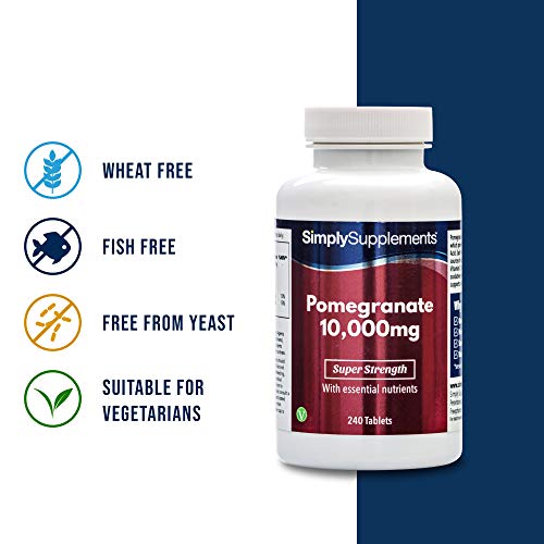 Granada 10000mg - ¡Bote para 4 meses! - Apto para veganos - 240 Comprimidos - SimplySupplements