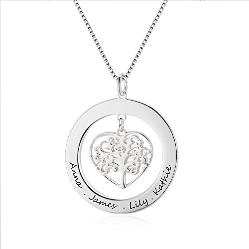 Grand Made Collar con Nombre Personalizado, Colgante con árbol de la Vida, con Grabado Grabado para Abuela o Mujer