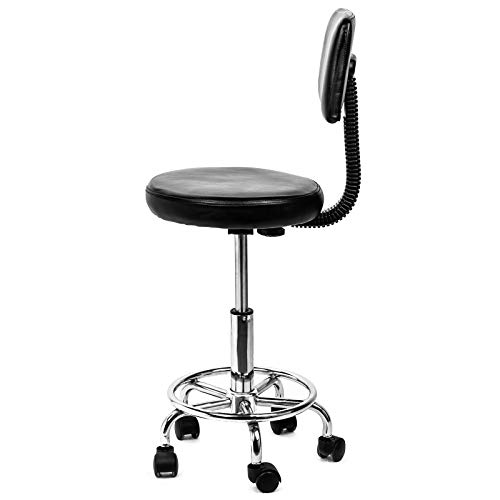 Grandma Shark Elevador de Gas, Cromo, Taburete de Masaje, Altura Ajustable, salón de Belleza, Tatuaje de uñas, Taburete, Silla, Silla portátil extraíble, con 5 poleas giratorias de 360 Grados