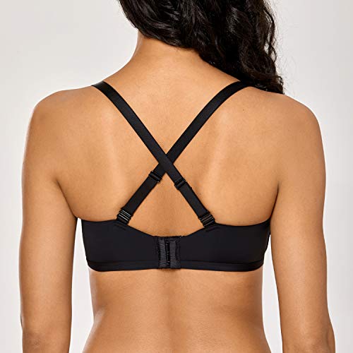 Gratlin - Sujetador de Lactancia sin Aros Copas de Liso con Relleno para Mujer Negro 95A