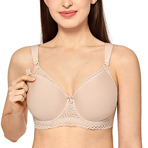 Gratlin Sujetador Lactancia de Encaje Premamá con Aros y Relleno para Mujer Beige# 100C