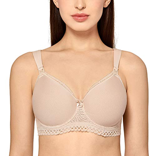 Gratlin Sujetador Lactancia de Encaje Premamá con Aros y Relleno para Mujer Beige# 100C
