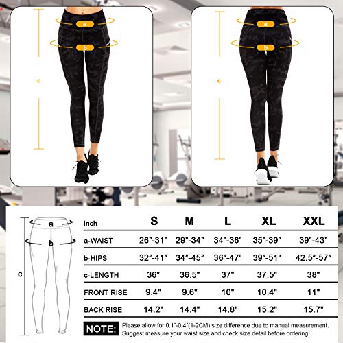 GRAT.UNIC Leggins Mujer de Yoga,Leggings Mujer Fitness,Mallas Deportivas de Mujer,Pantalones Elásticos de Yoga Con Bolsillos Laterales,Pantalón Deportivo para Mujer (Negro, L)