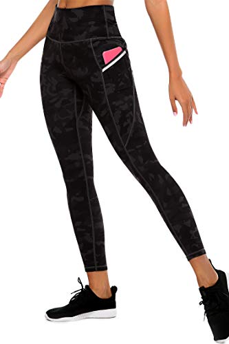 GRAT.UNIC Leggins Mujer de Yoga,Leggings Mujer Fitness,Mallas Deportivas de Mujer,Pantalones Elásticos de Yoga Con Bolsillos Laterales,Pantalón Deportivo para Mujer (Negro, L)