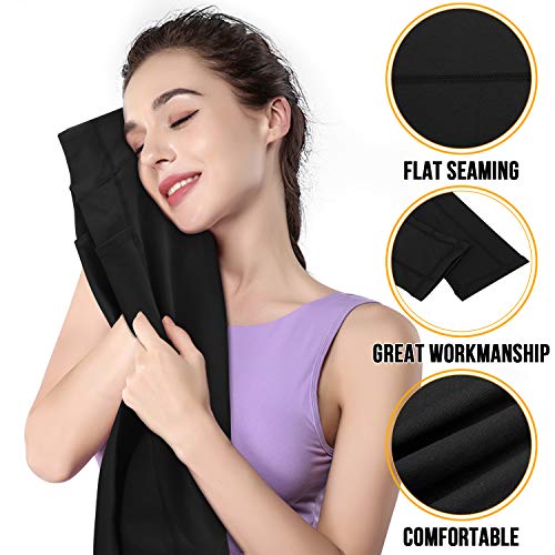 GRAT.UNIC Mallas Deportivas de Mujer,Mujer Pantalones elásticos de Yoga con Bolsillos Laterales,3/4 Polainas de Yoga Fitness (Negro 3/4, L)