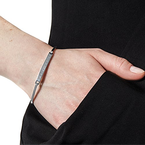 Gravado – Brazalete para Mujer – Pulsera de Acero Inoxidable – Personalizado con Las Coordenadas de GPS – Plata – Joyas Grabadas para Mujeres – Ideas para San Valentín – Detalles para una Amiga