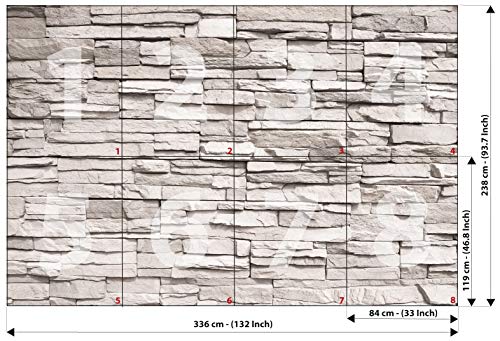 GREAT ART Foto Mural Pared de Piedras Blancas 336 x 238 cm - Papel Pintado 8 Piezas incluye Pasta para pegar