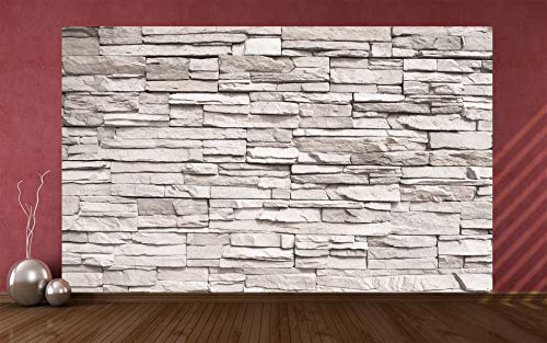 GREAT ART Foto Mural Pared de Piedras Blancas 336 x 238 cm - Papel Pintado 8 Piezas incluye Pasta para pegar