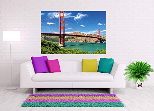 GREAT ART Juego de 3 Carteles XXL – Puentes – Golden Gate San Francisco Puente de Manhattan Puente del Bósforo Decoración de Pared Mural de Interiores Cada uno 140 x 100 cm
