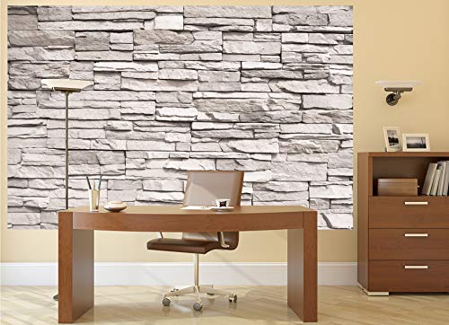 GREAT ART Mural De Pared – Muro De Piedra Blanca – Revestimiento De Paredes De Diseño Industrial, Muro De Piedra Natural Foto Papel Pintado Y Tapiz Y Decoración (210 X 140 Cm)