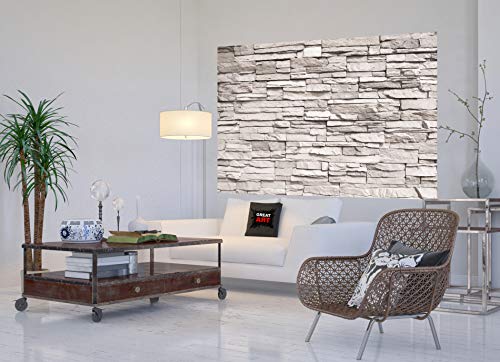 GREAT ART Mural De Pared – Muro De Piedra Blanca – Revestimiento De Paredes De Diseño Industrial, Muro De Piedra Natural Foto Papel Pintado Y Tapiz Y Decoración (210 X 140 Cm)