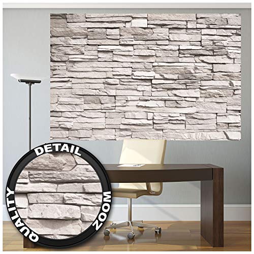 GREAT ART Mural De Pared – Muro De Piedra Blanca – Revestimiento De Paredes De Diseño Industrial, Muro De Piedra Natural Foto Papel Pintado Y Tapiz Y Decoración (210 X 140 Cm)