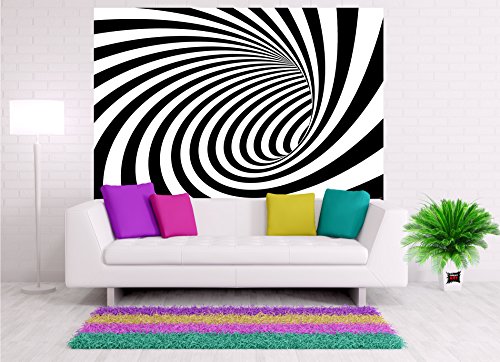 GREAT ART Mural De Pared – Túnel De Efecto Doppler En Blanco Y Negro – Moderno Abstracto Espiral Ilusión Óptica Foto Papel Pintado Y Tapiz Y Decoración (210 X 140 Cm)