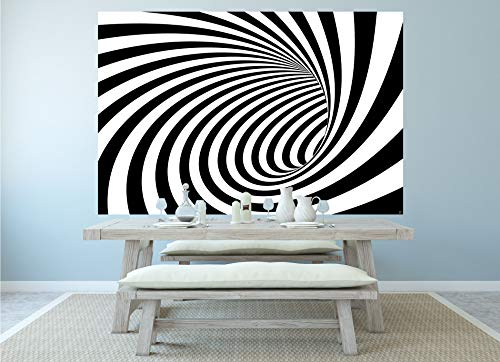 GREAT ART Mural De Pared – Túnel De Efecto Doppler En Blanco Y Negro – Moderno Abstracto Espiral Ilusión Óptica Foto Papel Pintado Y Tapiz Y Decoración (210 X 140 Cm)