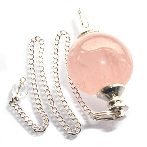Green Cross Toad Péndulo esférico para radiestesia y sanación en Cristales de Piedra Semipreciosa Genuina (Cuarzo Rosa)