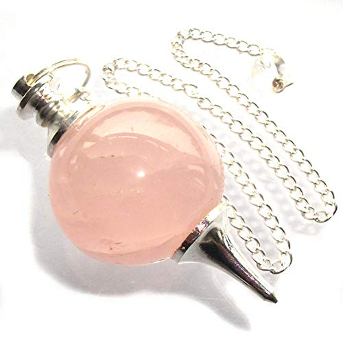 Green Cross Toad Péndulo esférico para radiestesia y sanación en Cristales de Piedra Semipreciosa Genuina (Cuarzo Rosa)