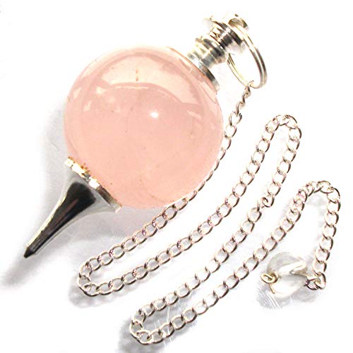 Green Cross Toad Péndulo esférico para radiestesia y sanación en Cristales de Piedra Semipreciosa Genuina (Cuarzo Rosa)
