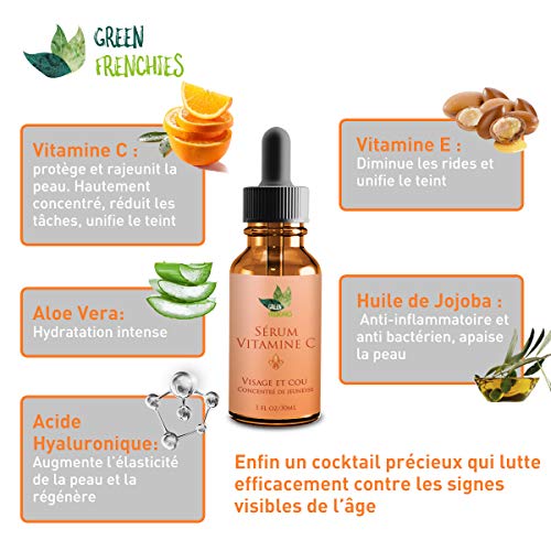 Green Frenchies Vitamina C en suero concentrado para cara y la piel, suero anti-arrugas