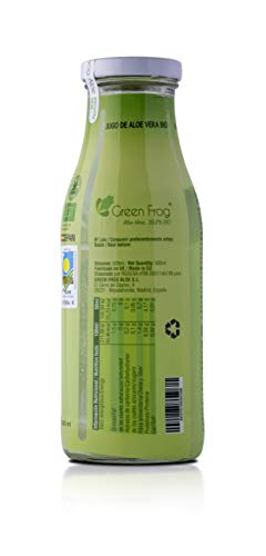 Green Frog Jugo de Aloe Vera Bio con Pulpa - Pack de 4 Botellas - Aloe Vera 99,8%