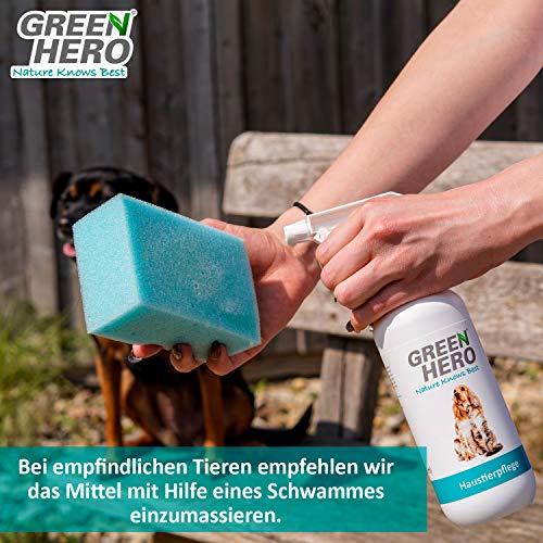 Green Hero - Cuidado para mascotas para perros y gatos cuida con picazón, ácaros, pulgas y hongos, 500 ml