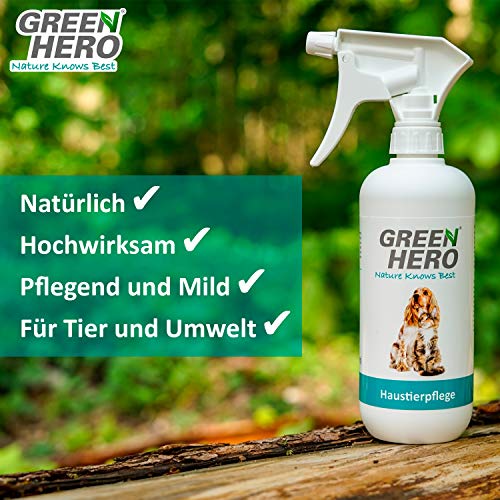 Green Hero - Cuidado para mascotas para perros y gatos cuida con picazón, ácaros, pulgas y hongos, 500 ml