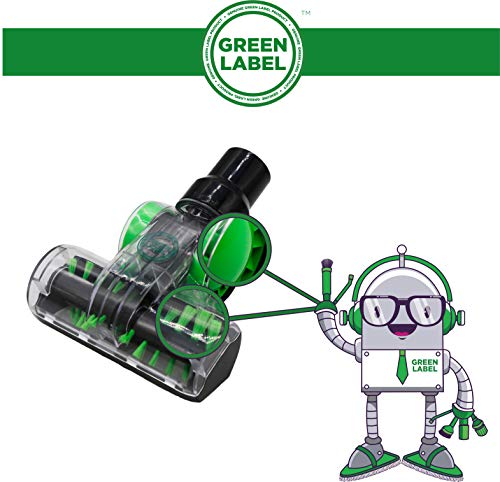 Green Label Cepillo Mini Turbo Universal (32-35 mm) para Retirar Pelo de Mascota de Tapicería. Compatible con Hoover, Dirt Devil, Samsung, Electrolux, Panasonic, Kirby, etc.