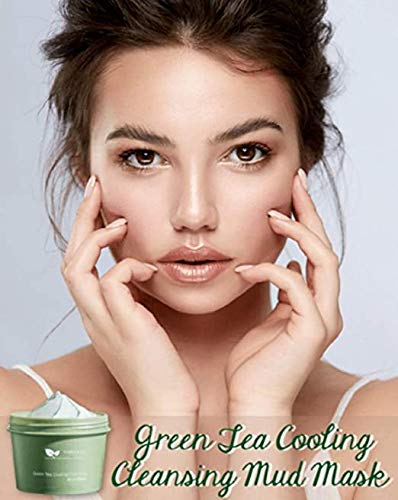Green Tea Cooling Cleansing Mud Mask - Mascarilla de limpieza profunda hidratante de músculos de hielo, reducción de manchas faciales, removedor de puntos negros