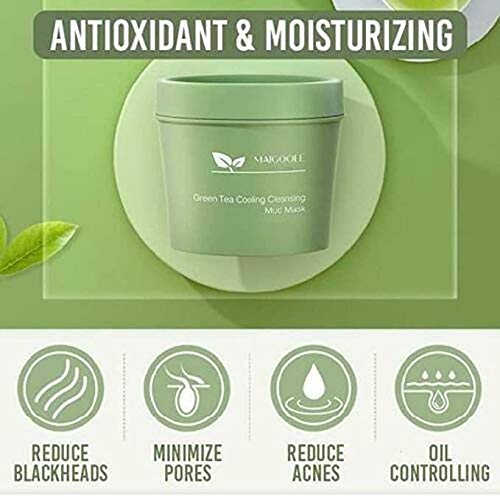 Green Tea Cooling Cleansing Mud Mask - Mascarilla de limpieza profunda hidratante de músculos de hielo, reducción de manchas faciales, removedor de puntos negros
