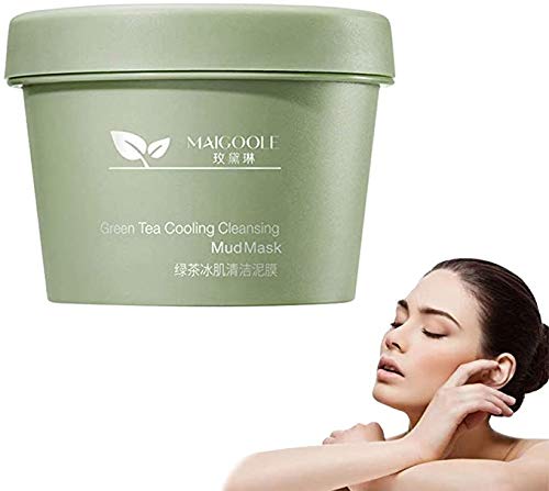 Green Tea Cooling Cleansing Mud Mask - Mascarilla de limpieza profunda hidratante de músculos de hielo, reducción de manchas faciales, removedor de puntos negros