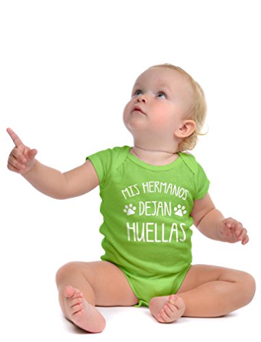 Green Turtle T-Shirts Regalos para Bebes Recien Nacidos - Mis Hermanos Dejan Huellas 3-6 Mes Celeste