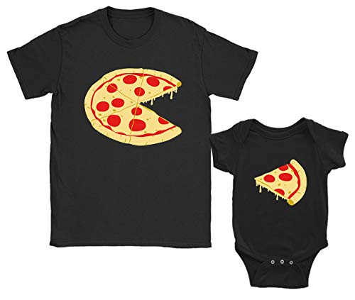 Green Turtle T-Shirts Regalos para Papas Primerizos, Ropa Papa Bebe - Camiseta Padre e Hijo Pizza Negro X-Large/Bebé Negro 12-18 Mes