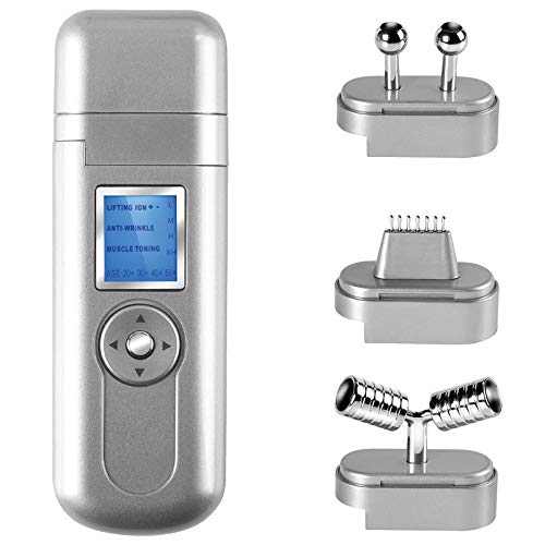 GRIDINLUX. Age Control Skin. Máquina Galvánica Facial. 4 Funciones en 1. Corriente Ultrasónica Antiarrugas. 3 Cabezales, Hidratación y Tonificación de Piel. Profesional. Uso Doméstico.