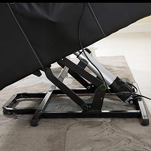 gridinlux. Sillón Relax Extra Acolchado Levanta Personas Negro. Elevación Automática con Mando, Reclinable, Masaje y Calor Lumbar. 8 Motores, 4 Zonas de Masaje, 5 Modos, Fácil de Limpiar