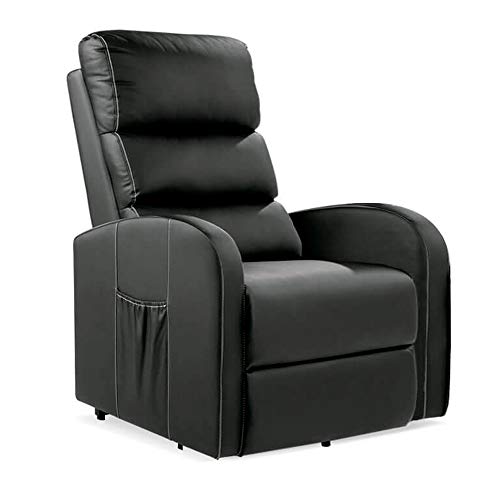 gridinlux. Sillón Relax Levanta Personas Negro. Elevación Automática con Mando, Reclinable, Masaje y Calor Lumbar. 8 Motores, 4 Zonas de Masaje, 5 Modos, Ayuda a Levantarse, Fácil de Limpiar