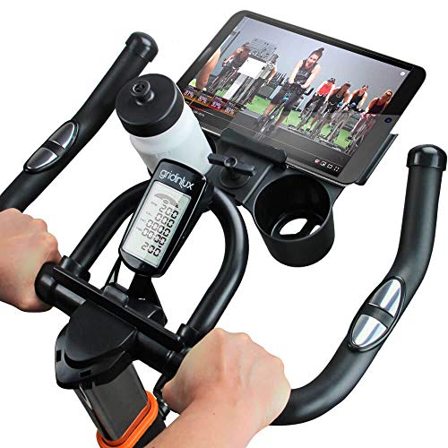 gridinlux. Trainer Alpine 8500. Bicicleta Spinning Pro Indoor. Volante de Inercia 25 kg, Nivel Avanzado, Sistema de Absorción de Impactos, Pantalla LCD, Fitness