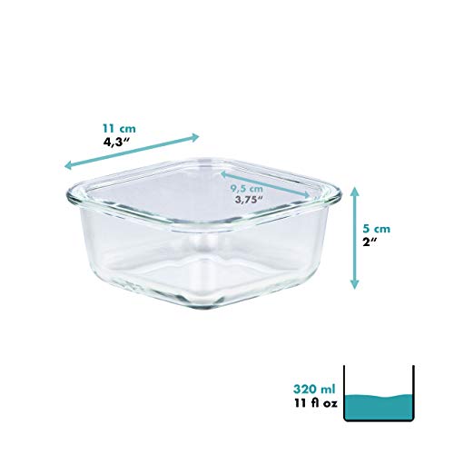 GRIZZLY Contenedores de Almacenamiento de Vidrio para Alimentos - 6 x 320 ml cuadrado