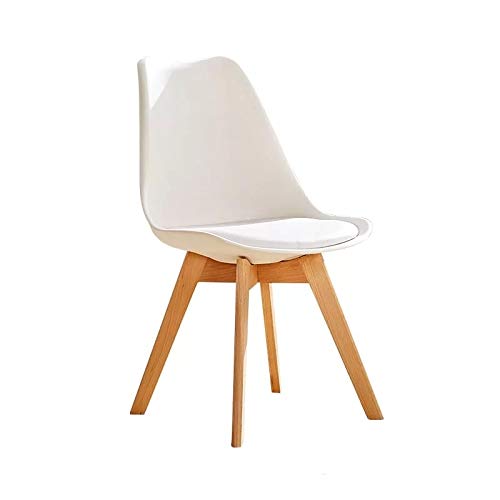 GroBKau Juego de 4 Sillas de Comedor Tulip, Sillas de Comedor Tapizadas, Asiento Acolchado Suave, Respaldo Ergonómico (Blanco)