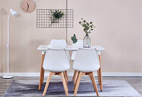 GroBKau Juego de 4 Sillas de Comedor Tulip, Sillas de Comedor Tapizadas, Asiento Acolchado Suave, Respaldo Ergonómico (Blanco)