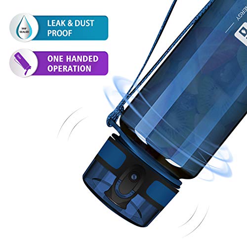 Grsta Botella Agua - Botella de Agua Deportes 350ml Botella Deportiva Tritan de Plástico Sin BPA con Filtro & Marcador de Tiempo para Niños y Adultos, Hogar y Exterior