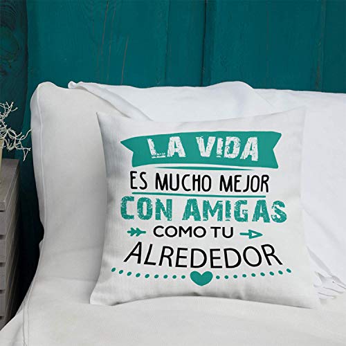 GS1 Honduras Kembilove Cojín Amiga – Regalo para una Amiga Especial con Mensaje La Vida es Mucho Mejor con Amigas – Cojines Originales para Amigos y Amigas