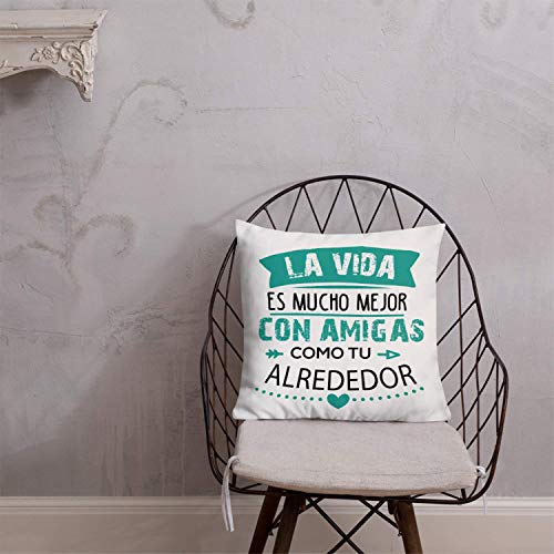 GS1 Honduras Kembilove Cojín Amiga – Regalo para una Amiga Especial con Mensaje La Vida es Mucho Mejor con Amigas – Cojines Originales para Amigos y Amigas