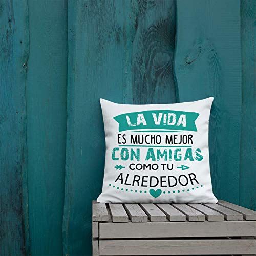 GS1 Honduras Kembilove Cojín Amiga – Regalo para una Amiga Especial con Mensaje La Vida es Mucho Mejor con Amigas – Cojines Originales para Amigos y Amigas