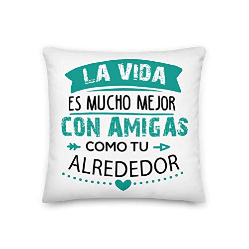 GS1 Honduras Kembilove Cojín Amiga – Regalo para una Amiga Especial con Mensaje La Vida es Mucho Mejor con Amigas – Cojines Originales para Amigos y Amigas