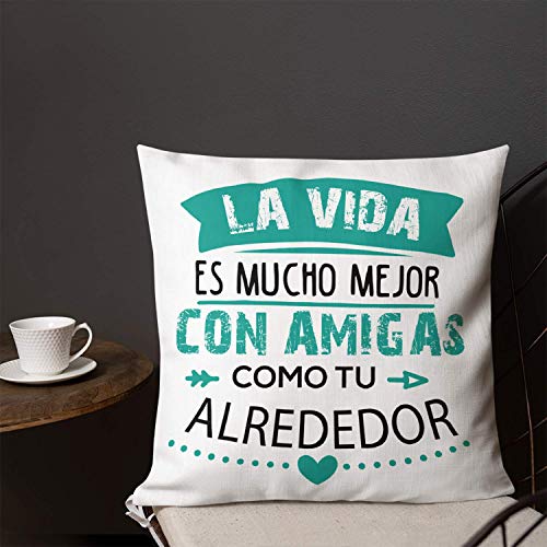 GS1 Honduras Kembilove Cojín Amiga – Regalo para una Amiga Especial con Mensaje La Vida es Mucho Mejor con Amigas – Cojines Originales para Amigos y Amigas
