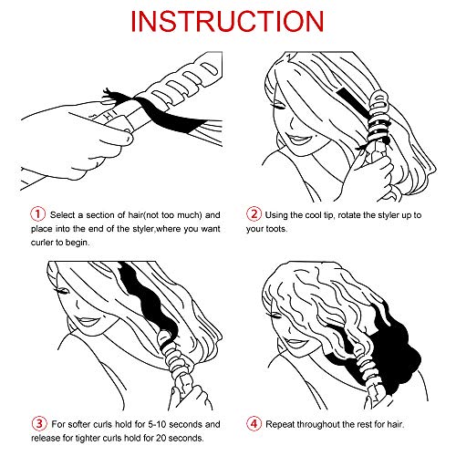 Gstrand Rizador Eléctrico, Cerámica Mágica Barril Espiral Hierro Curl Belleza Curling Cabello Herramienta De Peinado